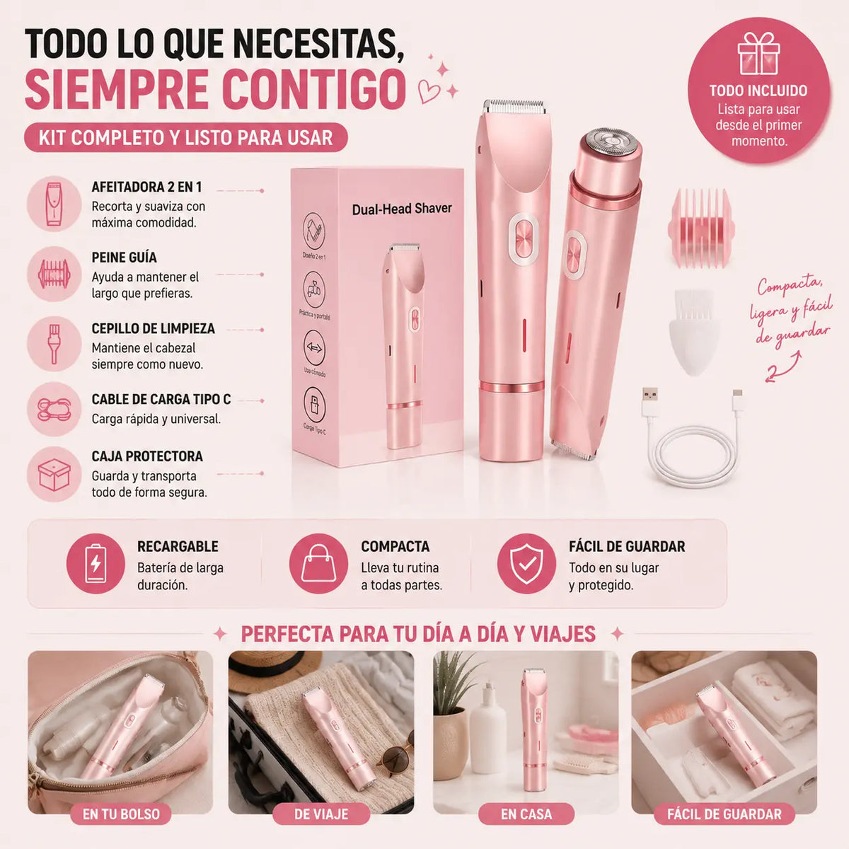 Dual Beauty Shaver™ | Depilación suave y precisa en minutos