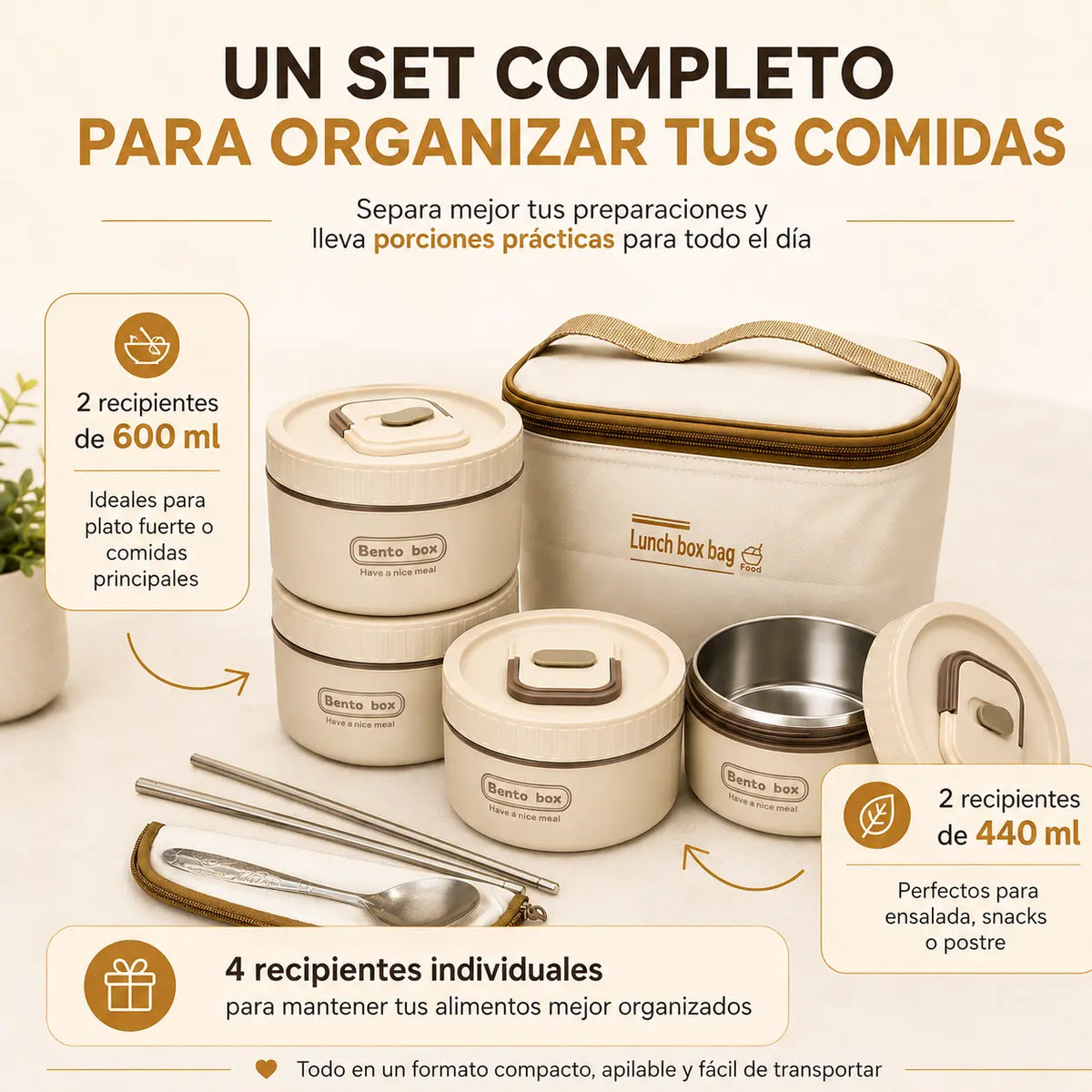 Portacomidas Antiderrames x4 | Lonchera Térmica